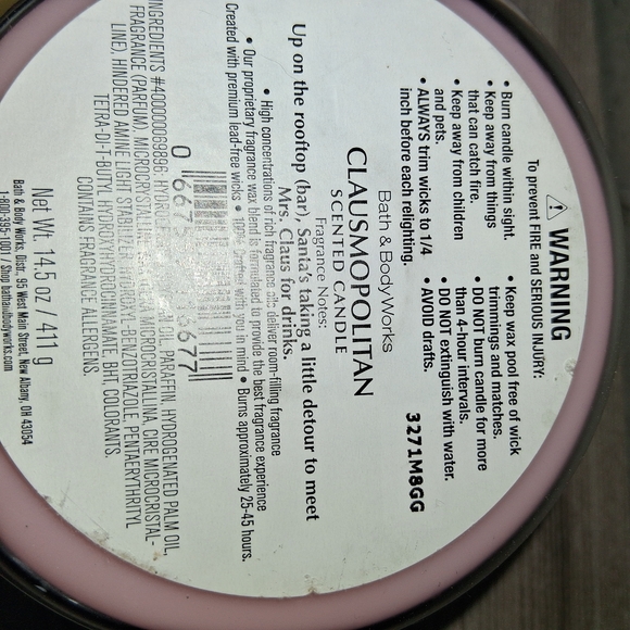 Bath & Body Works Clausmopolitan 3 Wick Candle 14.50 oz.festive Lid Design NEW! - Picture 5 of 5